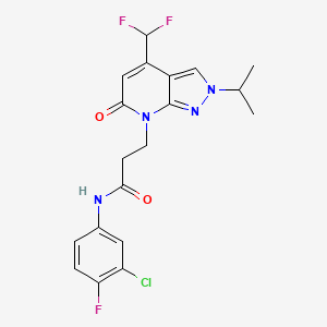 N-(3-chloro-4-fluorophenyl)-3-[4-(difluoromethyl)-6-oxo-2-(propan-2-yl)-2,6-dihydro-7H-pyrazolo[3,4-b]pyridin-7-yl]propanamide