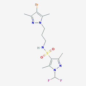 molecular formula C14H20BrF2N5O2S B10929386 N-[3-(4-bromo-3,5-dimethyl-1H-pyrazol-1-yl)propyl]-1-(difluoromethyl)-3,5-dimethyl-1H-pyrazole-4-sulfonamide 