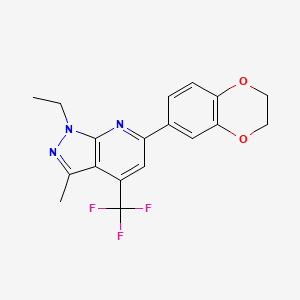 6-(2,3-dihydro-1,4-benzodioxin-6-yl)-1-ethyl-3-methyl-4-(trifluoromethyl)-1H-pyrazolo[3,4-b]pyridine