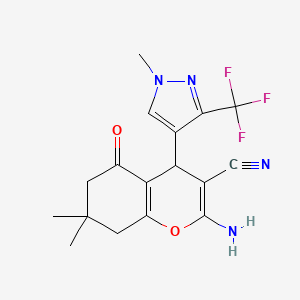 2-Amino-7,7-dimethyl-4-(1-methyl-3-(trifluoromethyl)-1H-pyrazol-4-yl)-5-oxo-5,6,7,8-tetrahydro-4H-chromene-3-carbonitrile