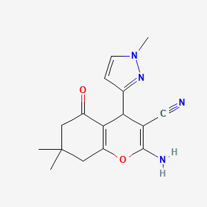 molecular formula C16H18N4O2 B10929427 2-amino-7,7-dimethyl-4-(1-methyl-1H-pyrazol-3-yl)-5-oxo-5,6,7,8-tetrahydro-4H-chromene-3-carbonitrile 