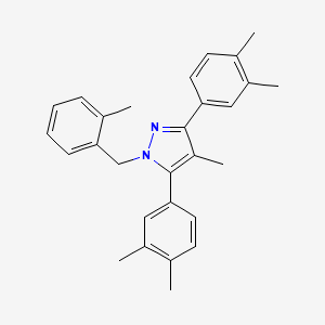 molecular formula C28H30N2 B10929473 3,5-bis(3,4-dimethylphenyl)-4-methyl-1-(2-methylbenzyl)-1H-pyrazole 