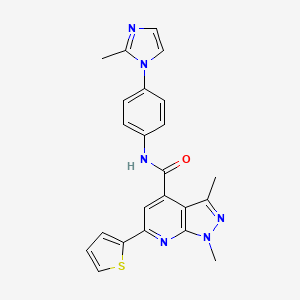 1,3-dimethyl-N-[4-(2-methyl-1H-imidazol-1-yl)phenyl]-6-(thiophen-2-yl)-1H-pyrazolo[3,4-b]pyridine-4-carboxamide