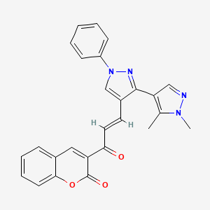 3-[(2E)-3-(1',5'-dimethyl-1-phenyl-1H,1'H-3,4'-bipyrazol-4-yl)prop-2-enoyl]-2H-chromen-2-one