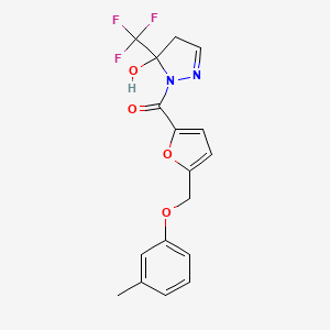 [5-hydroxy-5-(trifluoromethyl)-4,5-dihydro-1H-pyrazol-1-yl]{5-[(3-methylphenoxy)methyl]furan-2-yl}methanone