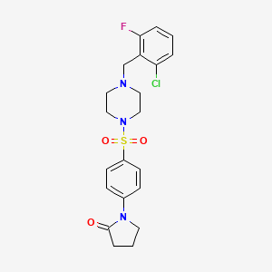 molecular formula C21H23ClFN3O3S B10929562 1-(4-{[4-(2-Chloro-6-fluorobenzyl)piperazin-1-yl]sulfonyl}phenyl)pyrrolidin-2-one 