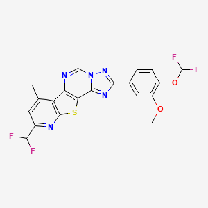 4-[4-(difluoromethoxy)-3-methoxyphenyl]-13-(difluoromethyl)-11-methyl-16-thia-3,5,6,8,14-pentazatetracyclo[7.7.0.02,6.010,15]hexadeca-1(9),2,4,7,10(15),11,13-heptaene