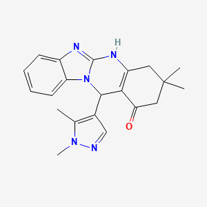 12-(1,5-dimethyl-1H-pyrazol-4-yl)-3,3-dimethyl-3,4,5,12-tetrahydrobenzimidazo[2,1-b]quinazolin-1(2H)-one