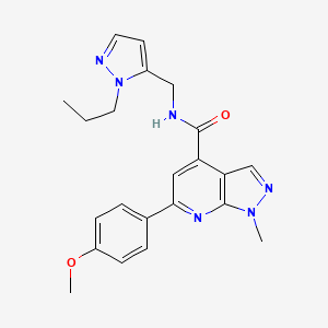 molecular formula C22H24N6O2 B10929641 6-(4-methoxyphenyl)-1-methyl-N-[(1-propyl-1H-pyrazol-5-yl)methyl]-1H-pyrazolo[3,4-b]pyridine-4-carboxamide 