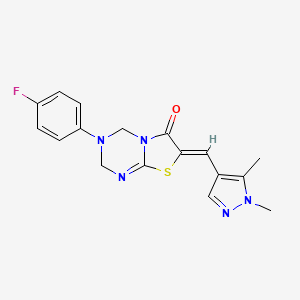 molecular formula C17H16FN5OS B10929693 (7Z)-7-[(1,5-dimethyl-1H-pyrazol-4-yl)methylidene]-3-(4-fluorophenyl)-3,4-dihydro-2H-[1,3]thiazolo[3,2-a][1,3,5]triazin-6(7H)-one 