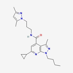 molecular formula C23H32N6O B10929700 1-butyl-6-cyclopropyl-N-[3-(3,5-dimethyl-1H-pyrazol-1-yl)propyl]-3-methyl-1H-pyrazolo[3,4-b]pyridine-4-carboxamide 