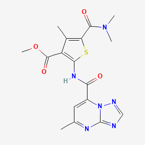 molecular formula C17H18N6O4S B10929716 Methyl 5-(dimethylcarbamoyl)-4-methyl-2-{[(5-methyl[1,2,4]triazolo[1,5-a]pyrimidin-7-yl)carbonyl]amino}thiophene-3-carboxylate 