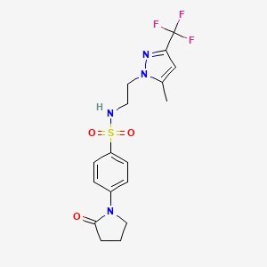 molecular formula C17H19F3N4O3S B10929721 N-{2-[5-methyl-3-(trifluoromethyl)-1H-pyrazol-1-yl]ethyl}-4-(2-oxopyrrolidin-1-yl)benzenesulfonamide 