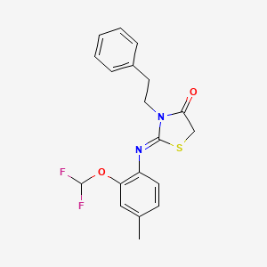 (2Z)-2-{[2-(difluoromethoxy)-4-methylphenyl]imino}-3-(2-phenylethyl)-1,3-thiazolidin-4-one