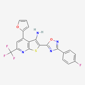 2-[3-(4-Fluorophenyl)-1,2,4-oxadiazol-5-yl]-4-(furan-2-yl)-6-(trifluoromethyl)thieno[2,3-b]pyridin-3-amine