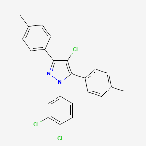 molecular formula C23H17Cl3N2 B10929787 4-chloro-1-(3,4-dichlorophenyl)-3,5-bis(4-methylphenyl)-1H-pyrazole 