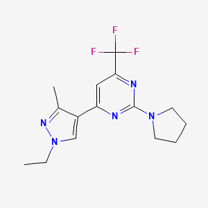 4-(1-ethyl-3-methyl-1H-pyrazol-4-yl)-2-(pyrrolidin-1-yl)-6-(trifluoromethyl)pyrimidine