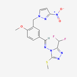 3-(difluoromethyl)-N-[(E)-{4-methoxy-3-[(3-nitro-1H-pyrazol-1-yl)methyl]phenyl}methylidene]-5-(methylsulfanyl)-4H-1,2,4-triazol-4-amine