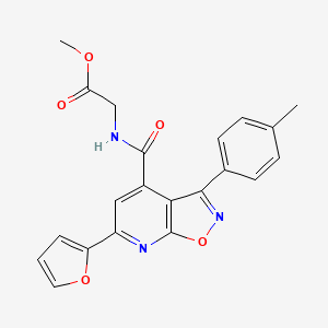 molecular formula C21H17N3O5 B10929809 Methyl 2-({[6-(2-furyl)-3-(4-methylphenyl)isoxazolo[5,4-B]pyridin-4-YL]carbonyl}amino)acetate 