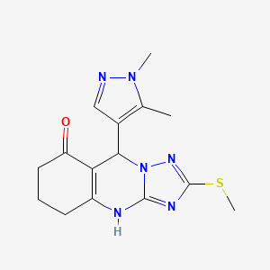 molecular formula C15H18N6OS B10929826 9-(1,5-dimethyl-1H-pyrazol-4-yl)-2-(methylsulfanyl)-5,6,7,9-tetrahydro[1,2,4]triazolo[5,1-b]quinazolin-8(4H)-one 