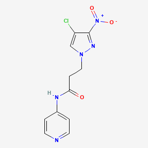 molecular formula C11H10ClN5O3 B10929836 3-(4-chloro-3-nitro-1H-pyrazol-1-yl)-N-(pyridin-4-yl)propanamide 