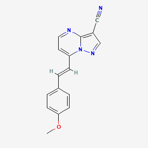 molecular formula C16H12N4O B10929839 7-[(E)-2-(4-methoxyphenyl)ethenyl]pyrazolo[1,5-a]pyrimidine-3-carbonitrile 