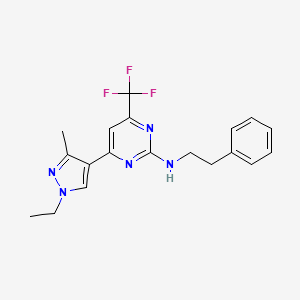 molecular formula C19H20F3N5 B10929857 4-(1-ethyl-3-methyl-1H-pyrazol-4-yl)-N-(2-phenylethyl)-6-(trifluoromethyl)pyrimidin-2-amine 