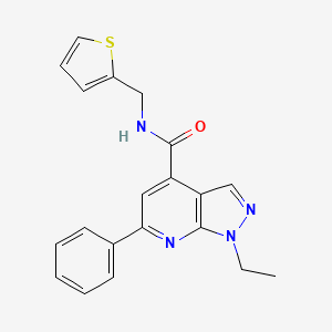 molecular formula C20H18N4OS B10929886 1-ethyl-6-phenyl-N-(thiophen-2-ylmethyl)-1H-pyrazolo[3,4-b]pyridine-4-carboxamide 