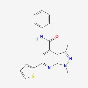 molecular formula C19H16N4OS B10929908 1,3-dimethyl-N-phenyl-6-(thiophen-2-yl)-1H-pyrazolo[3,4-b]pyridine-4-carboxamide 