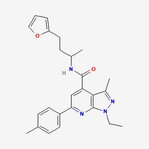 molecular formula C25H28N4O2 B10929936 1-ethyl-N-[4-(furan-2-yl)butan-2-yl]-3-methyl-6-(4-methylphenyl)-1H-pyrazolo[3,4-b]pyridine-4-carboxamide 