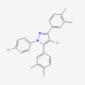 4-chloro-1-(4-chlorophenyl)-3,5-bis(3,4-dimethylphenyl)-1H-pyrazole