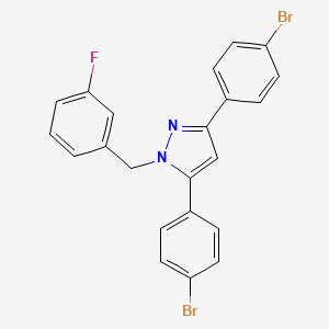 molecular formula C22H15Br2FN2 B10929967 3,5-bis(4-bromophenyl)-1-(3-fluorobenzyl)-1H-pyrazole 