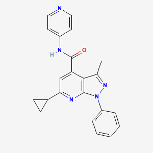 molecular formula C22H19N5O B10929983 6-cyclopropyl-3-methyl-1-phenyl-N-(pyridin-4-yl)-1H-pyrazolo[3,4-b]pyridine-4-carboxamide 