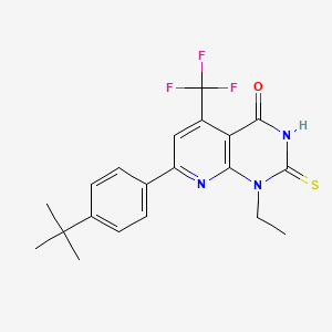 molecular formula C20H20F3N3OS B10929992 7-(4-tert-butylphenyl)-1-ethyl-2-sulfanyl-5-(trifluoromethyl)pyrido[2,3-d]pyrimidin-4(1H)-one 