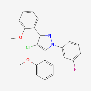 molecular formula C23H18ClFN2O2 B10929996 4-chloro-1-(3-fluorophenyl)-3,5-bis(2-methoxyphenyl)-1H-pyrazole 