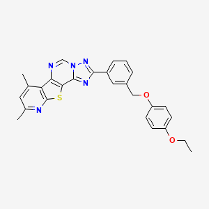 4-[3-[(4-ethoxyphenoxy)methyl]phenyl]-11,13-dimethyl-16-thia-3,5,6,8,14-pentazatetracyclo[7.7.0.02,6.010,15]hexadeca-1(9),2,4,7,10(15),11,13-heptaene