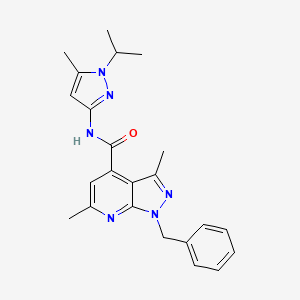 1-benzyl-3,6-dimethyl-N-[5-methyl-1-(propan-2-yl)-1H-pyrazol-3-yl]-1H-pyrazolo[3,4-b]pyridine-4-carboxamide