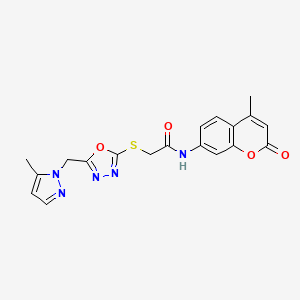 N-(4-methyl-2-oxo-2H-chromen-7-yl)-2-({5-[(5-methyl-1H-pyrazol-1-yl)methyl]-1,3,4-oxadiazol-2-yl}sulfanyl)acetamide