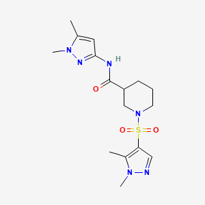 molecular formula C16H24N6O3S B10930050 N-(1,5-dimethyl-1H-pyrazol-3-yl)-1-[(1,5-dimethyl-1H-pyrazol-4-yl)sulfonyl]piperidine-3-carboxamide 