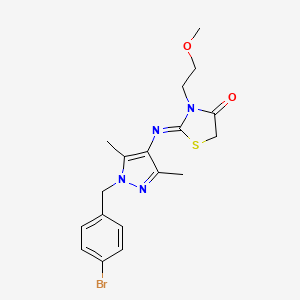 (2Z)-2-{[1-(4-bromobenzyl)-3,5-dimethyl-1H-pyrazol-4-yl]imino}-3-(2-methoxyethyl)-1,3-thiazolidin-4-one