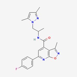 molecular formula C22H22FN5O2 B10930088 N-[1-(3,5-dimethyl-1H-pyrazol-1-yl)propan-2-yl]-6-(4-fluorophenyl)-3-methyl[1,2]oxazolo[5,4-b]pyridine-4-carboxamide 