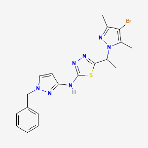 molecular formula C19H20BrN7S B10930095 N-(1-benzyl-1H-pyrazol-3-yl)-5-[1-(4-bromo-3,5-dimethyl-1H-pyrazol-1-yl)ethyl]-1,3,4-thiadiazol-2-amine 