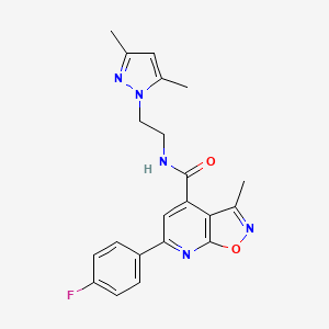 molecular formula C21H20FN5O2 B10930110 N-[2-(3,5-dimethyl-1H-pyrazol-1-yl)ethyl]-6-(4-fluorophenyl)-3-methyl[1,2]oxazolo[5,4-b]pyridine-4-carboxamide 