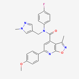 molecular formula C26H22FN5O3 B10930140 N-(4-fluorophenyl)-6-(4-methoxyphenyl)-3-methyl-N-[(1-methyl-1H-pyrazol-4-yl)methyl][1,2]oxazolo[5,4-b]pyridine-4-carboxamide 