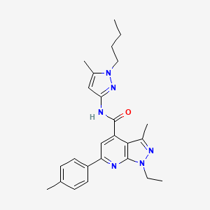 molecular formula C25H30N6O B10930184 N-(1-butyl-5-methyl-1H-pyrazol-3-yl)-1-ethyl-3-methyl-6-(4-methylphenyl)-1H-pyrazolo[3,4-b]pyridine-4-carboxamide 