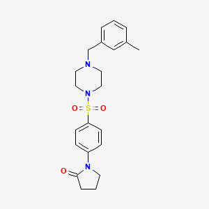 molecular formula C22H27N3O3S B10930189 1-(4-{[4-(3-Methylbenzyl)piperazin-1-yl]sulfonyl}phenyl)pyrrolidin-2-one 