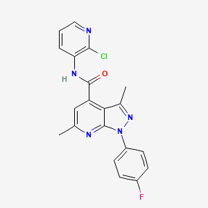 molecular formula C20H15ClFN5O B10930204 N-(2-Chloro-3-pyridinyl)-1-(4-fluorophenyl)-3,6-dimethyl-1H-pyrazolo[3,4-b]pyridine-4-carboxamide CAS No. 1011399-14-6