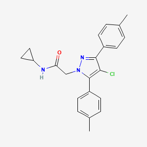 2-[4-chloro-3,5-bis(4-methylphenyl)-1H-pyrazol-1-yl]-N-cyclopropylacetamide