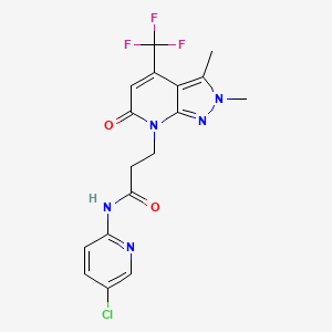 molecular formula C17H15ClF3N5O2 B10930251 N-(5-chloropyridin-2-yl)-3-[2,3-dimethyl-6-oxo-4-(trifluoromethyl)-2,6-dihydro-7H-pyrazolo[3,4-b]pyridin-7-yl]propanamide 