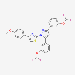 molecular formula C27H19F4N3O3S B10930262 2-{3,5-bis[3-(difluoromethoxy)phenyl]-1H-pyrazol-1-yl}-4-(4-methoxyphenyl)-1,3-thiazole 